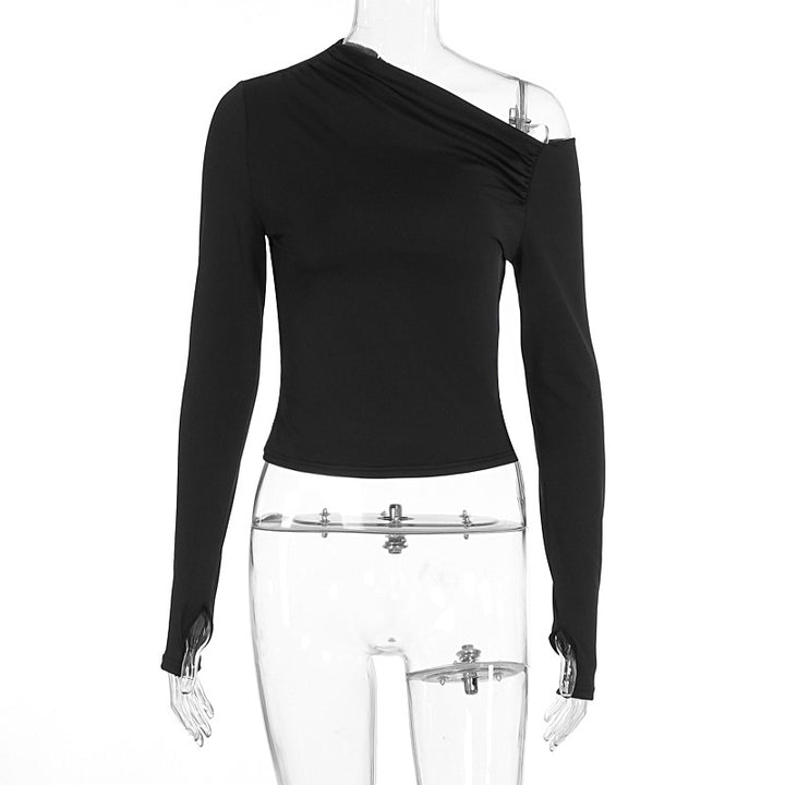 Damen Elegantes asymmetrisches Langarmoberteil Echo Archiv