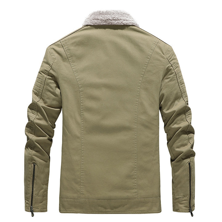 Herren Gefütterte Canvasjacke mit Sherpa‑Innenfutter und hohem Stehkragen – Taviero