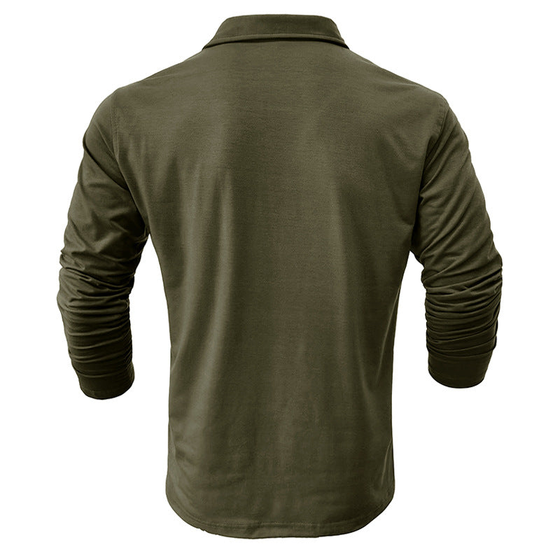 Herren Langarm-Henley Polo mit modernem Stehkragen Echoarchiv