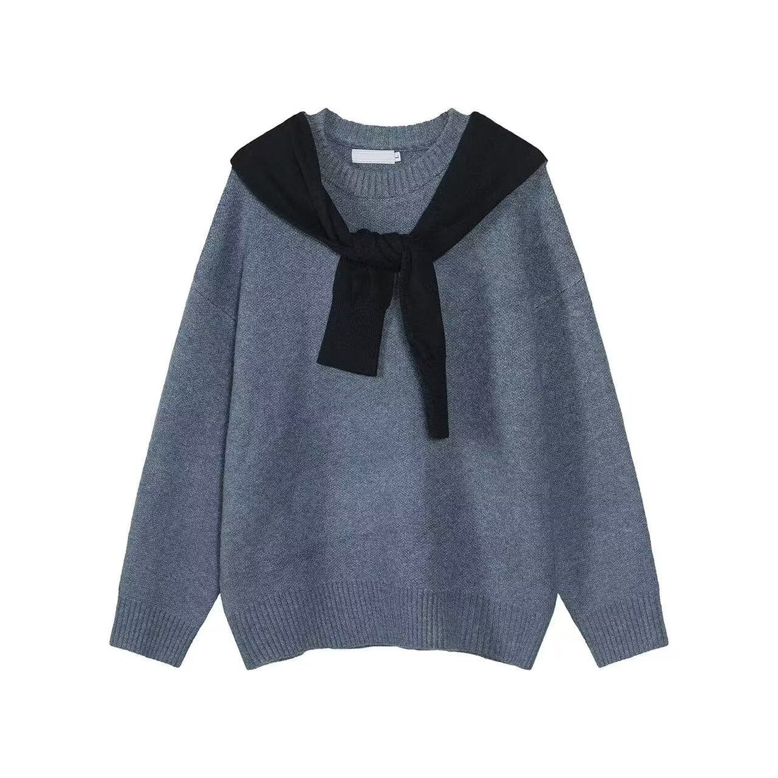 Damen Modischer Grobstrickpullover mit Kragen Echoarchiv