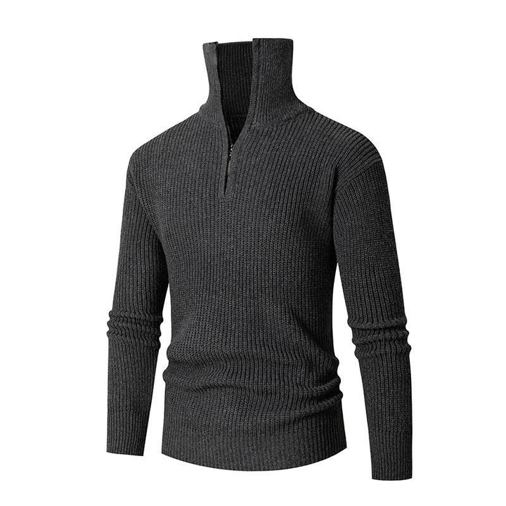 Herren nan strukturierter Halbzip-Pullover mit hohem Kragen, robuster Rippstruktur und elastischen Bündchen Echo Archiv
