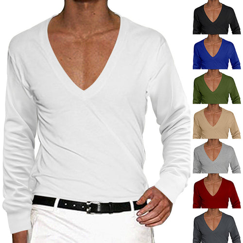 Herren lässiges V-Ausschnitt Langarmshirt Echoarchiv