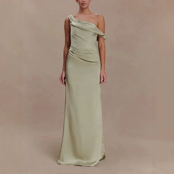 Damen Elegantes asymmetrisches Maxikleid mit raffinierter Drapierung Echo Archiv