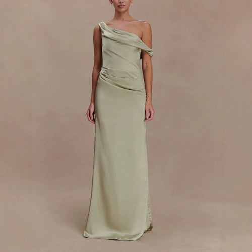 Damen Elegantes asymmetrisches Maxikleid mit raffinierter Drapierung Echo Archiv