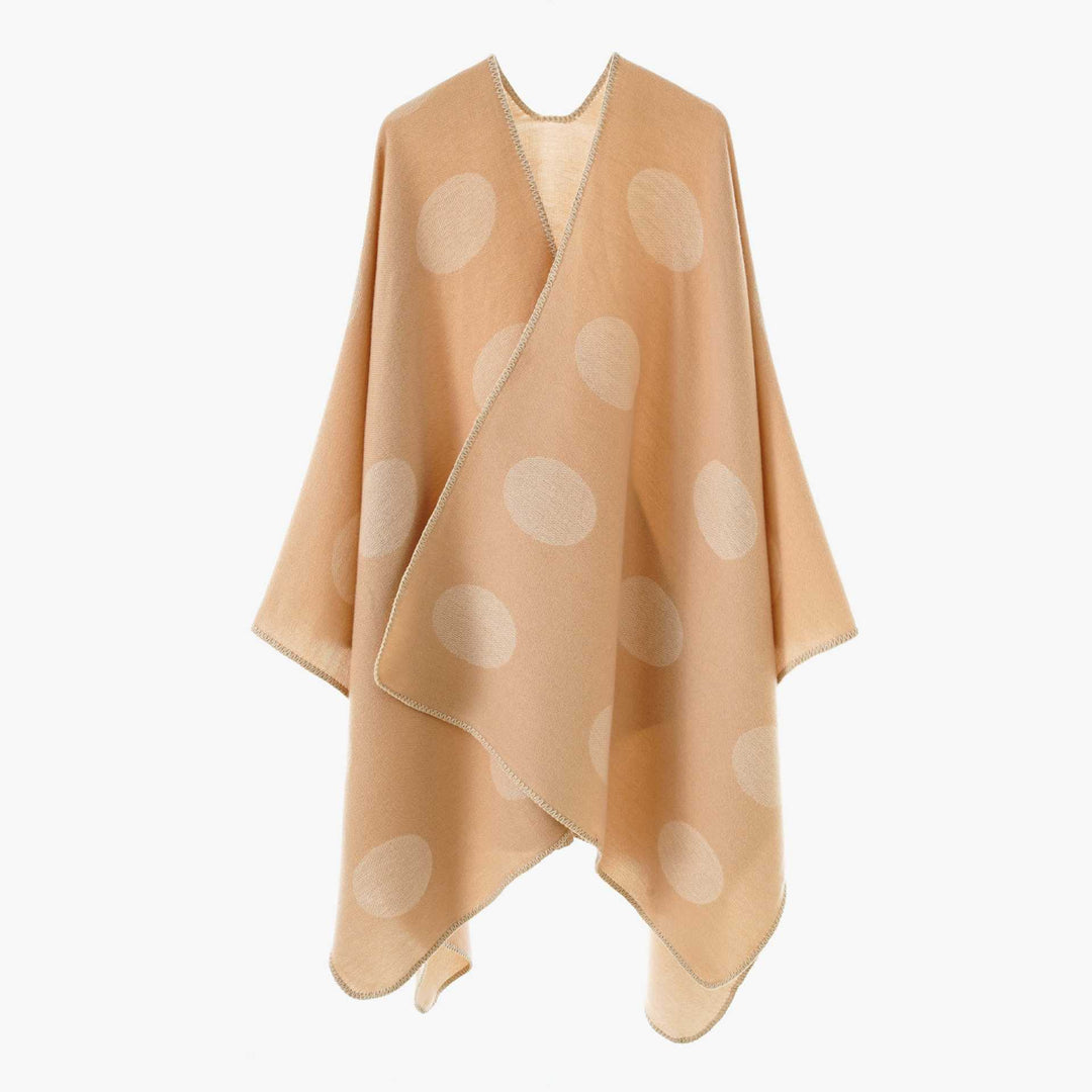 Damen Punkte-Überwurf Cape aus Wollmix mit Zierstich – Avérine