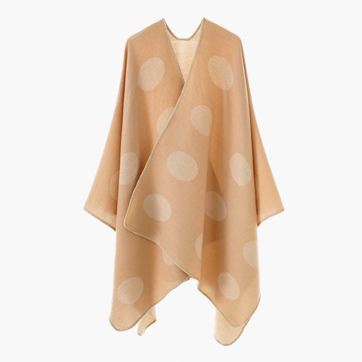 Damen Punkte-Überwurf Cape aus Wollmix mit Zierstich – Avérine