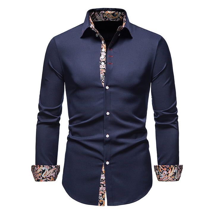 Herren Langarmhemd mit paisley-muster und eleganten Akzenten Echoarchiv