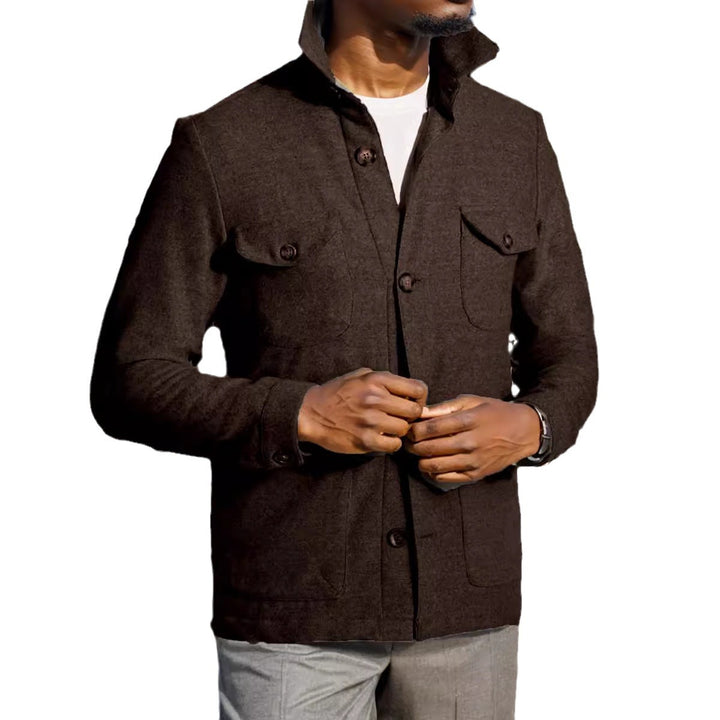 Herren zeitlose Utility-Jacke mit praktischen Taschen und Stehkragen Echoarchiv