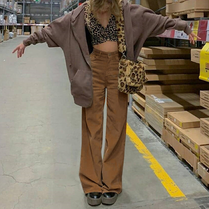 Damen Hochtaillierte weite Bundhose im Retro-Stil Echo Archiv