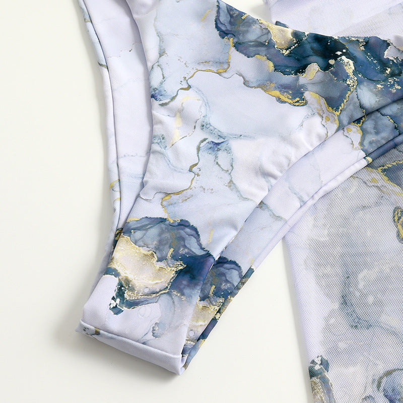 Damen Bikiniset mit marbledem Design und verstellbaren Trägern Echo Archiv