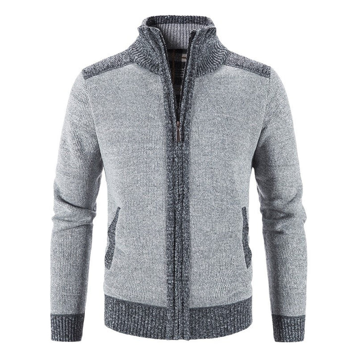 Herren Strickjacke mit modischem Zipper und hochgeschlossenem Kragen Echoarchiv
