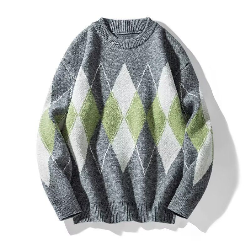 Damen Modischer Grobstrickpullover mit Rautenmuster Echoarchiv