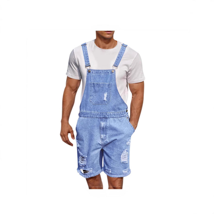Herren Lässige Denim-Latzhose im distressed Look Echoarchiv