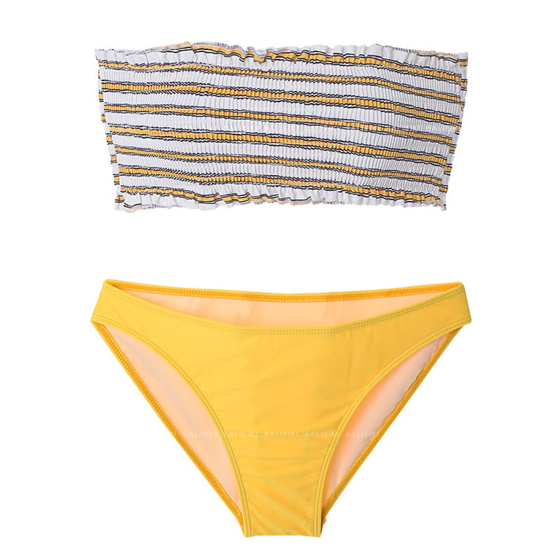 Damen Bandeau-Bikini-Set mit dekorativem Rüschendesign und hoch geschnittenem Unterteil Echo Archiv
