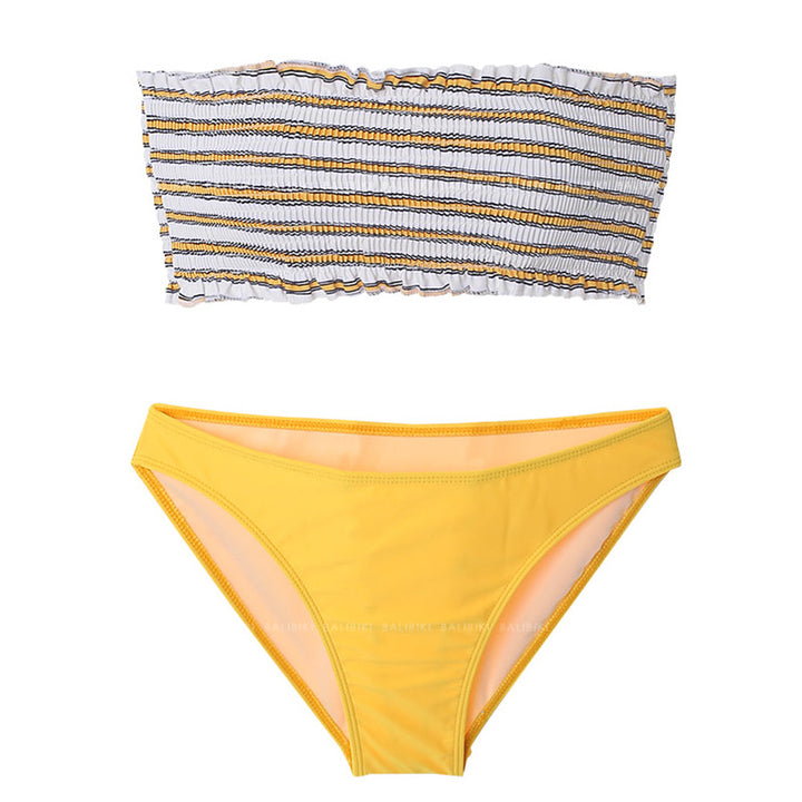 Damen Bandeau-Bikini-Set mit dekorativem Rüschendesign und hoch geschnittenem Unterteil Echo Archiv