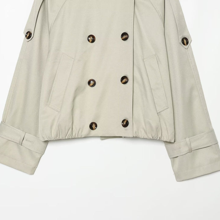 Damen Cropped-Trenchcape mit hohem Funnelkragen und Schulterriegeln Echoarchiv