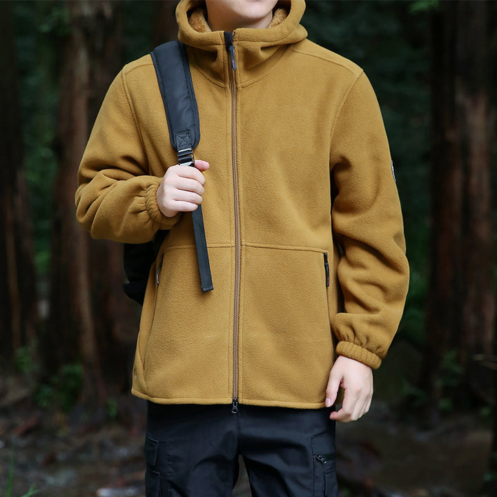 Herren Fleecejacke mit verstellbarer Kapuze und praktischen Reißverschlusstaschen Echoarchiv