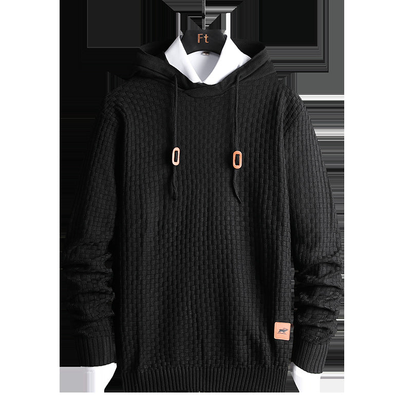 Herren Strukturiertes Kapuzenstrick-Pullover mit Reliefstruktur Echoarchiv