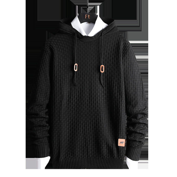 Herren Strukturiertes Kapuzenstrick-Pullover mit Reliefstruktur Echoarchiv