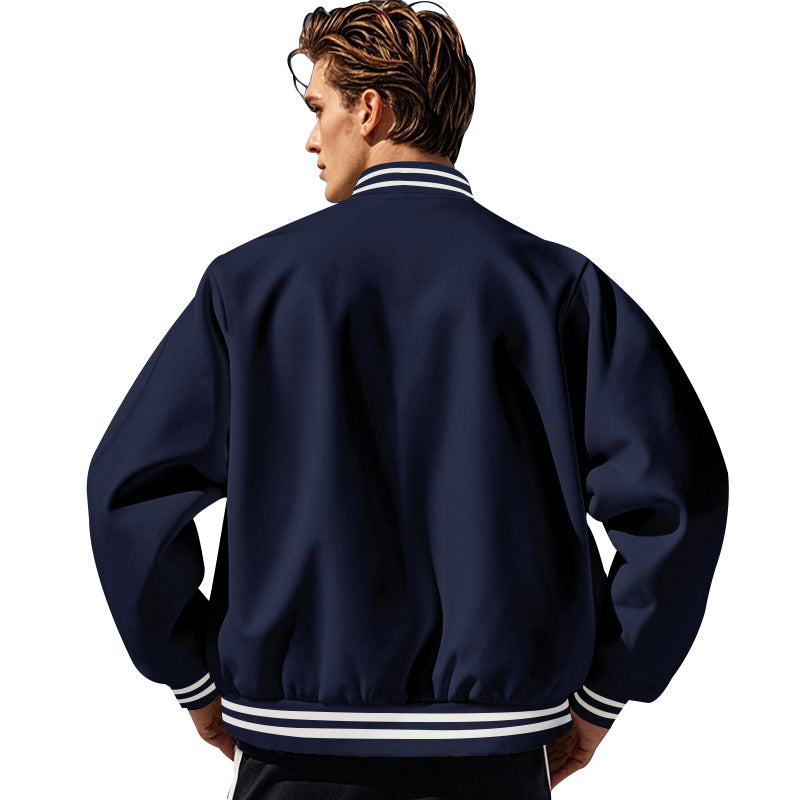 Herren sportliche Collegejacke mit hochgeschlossenem Kragen und klassischen elastischen Bündchen Echoarchiv