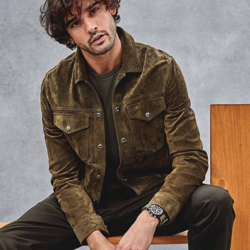 Herren Wildlederjacke mit praktischen Brusttaschen Echoarchiv