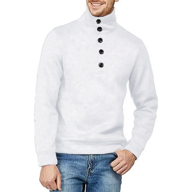 Herren Hochwertiger Pullover mit Stehkragen und Knopfdetail Echoarchiv