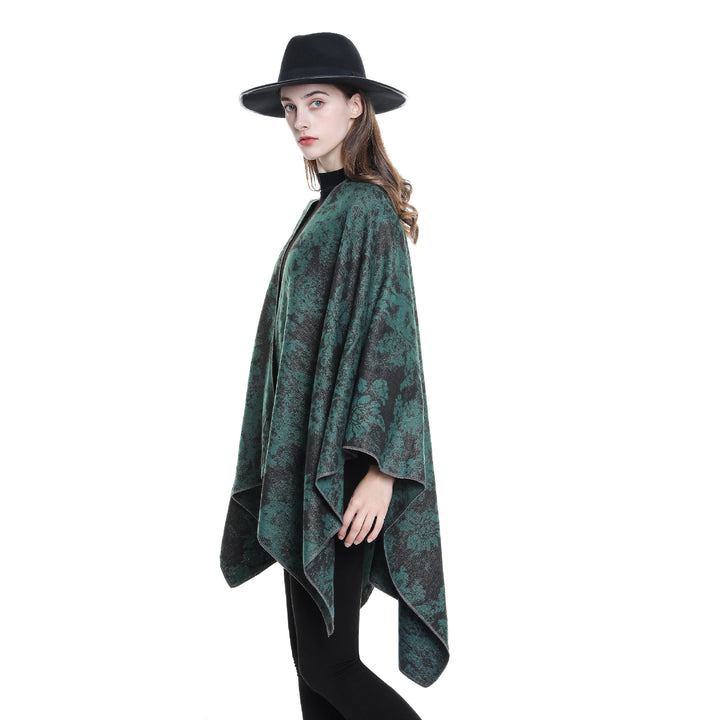 Damen Jacquard-Umhang mit floraler Strukturwebung und offenem Kimono-Fall Echo Archiv