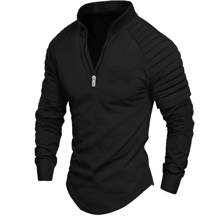 Herren sportlicher Zip-Hemd mit strukturierten Ärmeln Echoarchiv