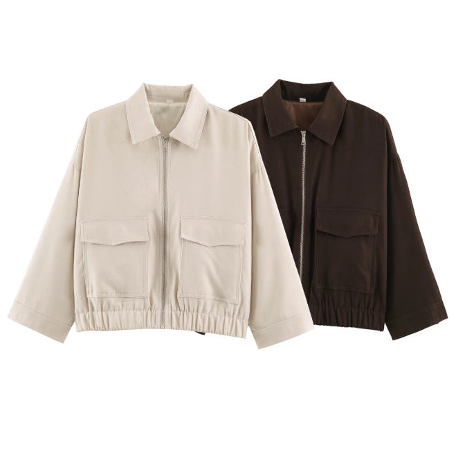 Damen Boxy Kurzblouson mit aufgesetzten Pattentaschen und Gummizugsaum Echo Archiv