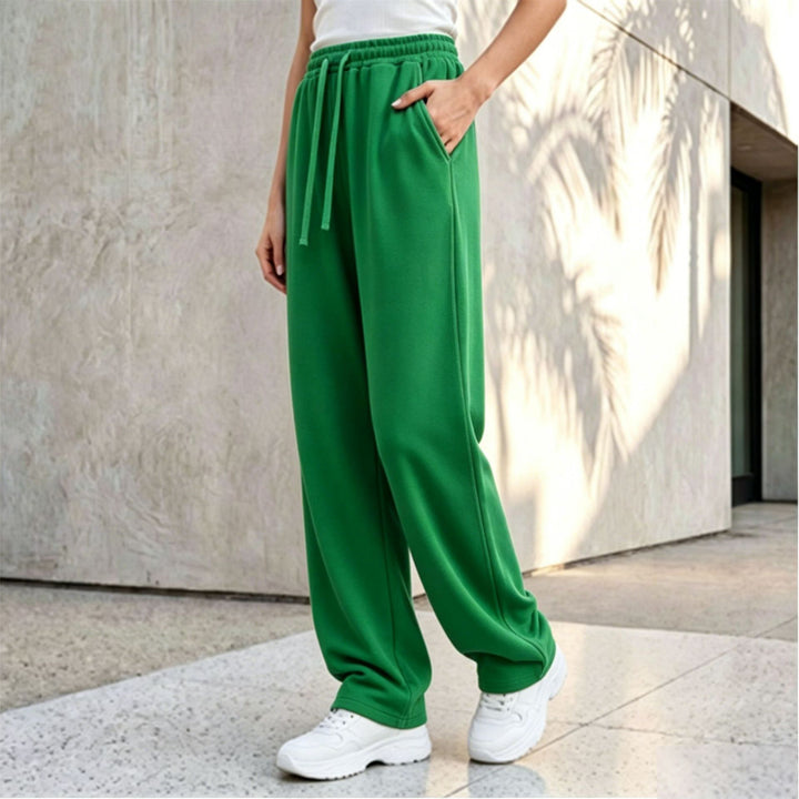 Damen nan weite Loungepalazzo-Hose mit hohem Komfortbund, Kordelzug, seitlichen Eingrifftaschen und dekorativer Seitennaht Echo Archiv