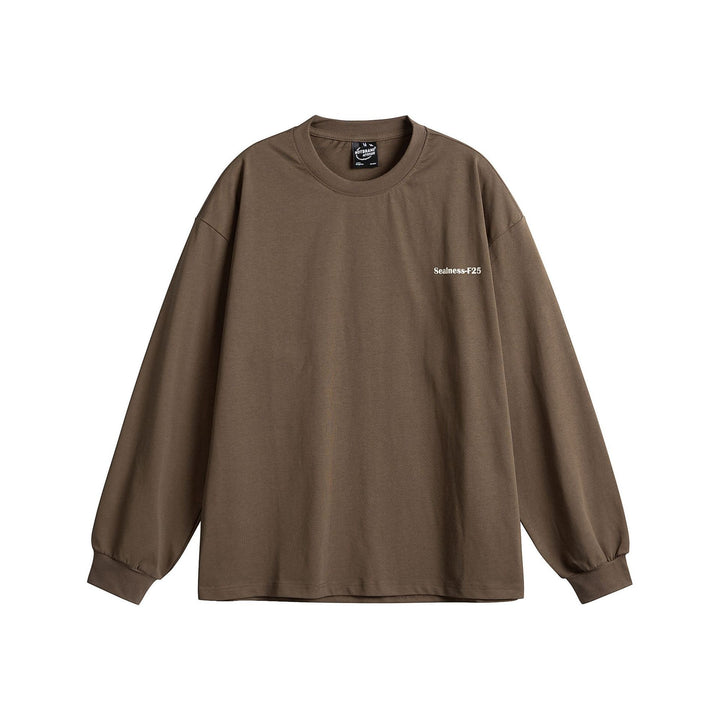 Unisex Oversize-Longsleeve mit dropped shoulder, gerippten Bündchen und minimalistischer Bruststickerei Echoarchiv