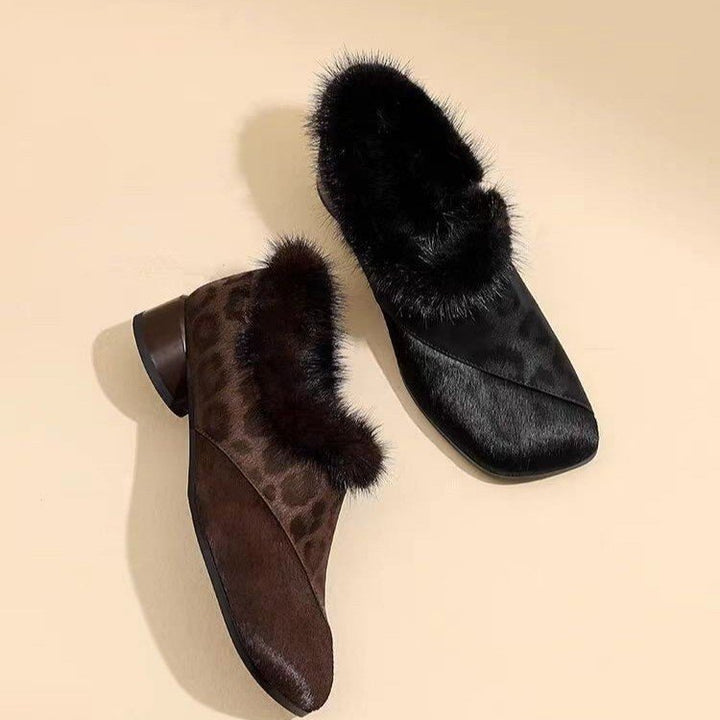 Damen Elegante Mokassins mit Fellbesatz Echo Archiv