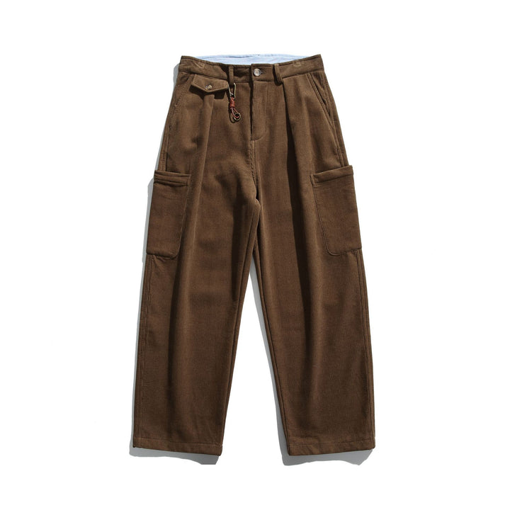 Herren Cord‑Cargo‑Hose mit hoher Taille, weitem Bein und aufgesetzten Pattentaschen Echoarchiv