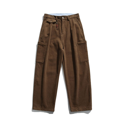 Herren Cord‑Cargo‑Hose mit hoher Taille, weitem Bein und aufgesetzten Pattentaschen Echoarchiv
