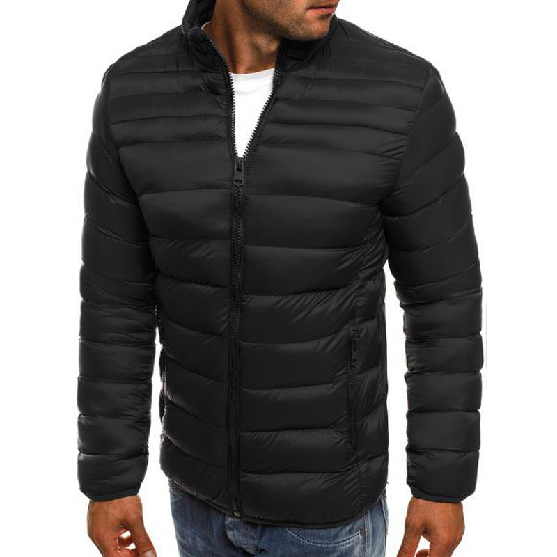 Herren modische Steppjacke mit hohem Kragen und seitlichen Reißverschlusstaschen Echoarchiv