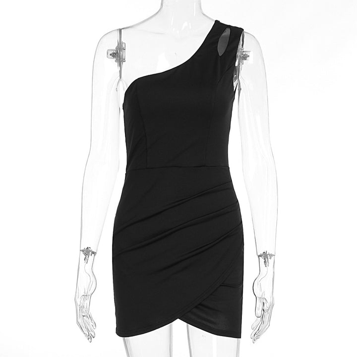Damen Einseitig Schulterfreies Minikleid mit Raffung und Figurformendem Schnitt Echo Archiv