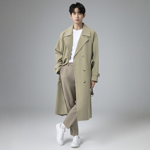 Herren Maxilanger Trenchmantel mit taillierendem Gürtel und minimalistischer Silhouette Echoarchiv