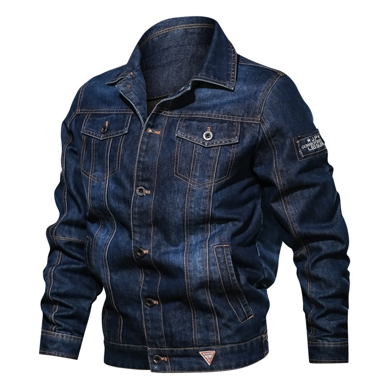 Herren Denim-Truckerjacke mit markanten Kontrastnähten und Brusttaschen – Denvaro