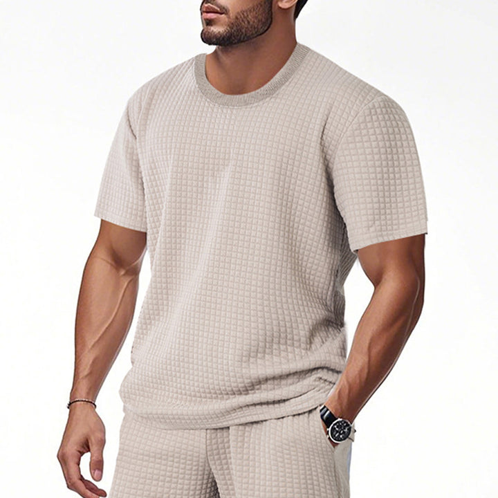 Herren lässiges Kurzarm-Shirt mit strukturiertem Design Echoarchiv