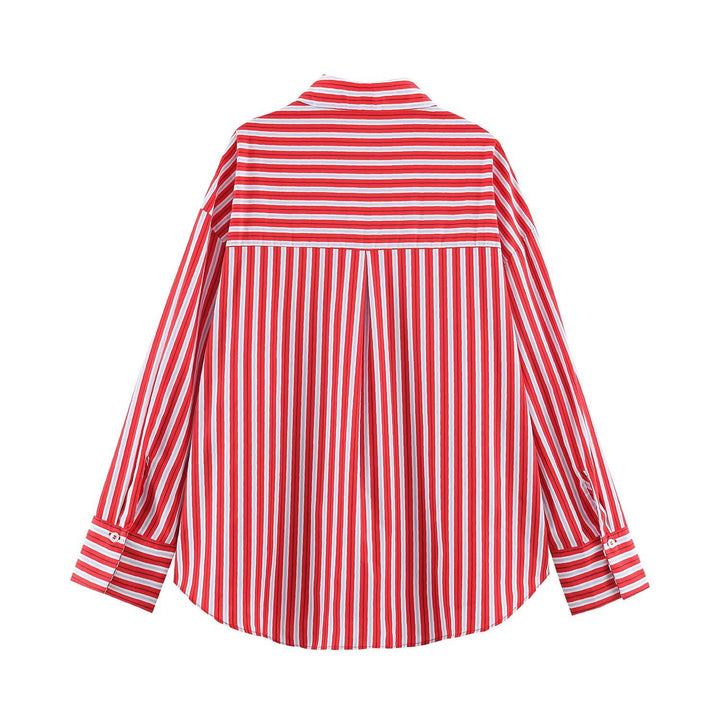 Damen Oversize-Streifenbluse mit Hemdkragen und Manschetten Echo Archiv
