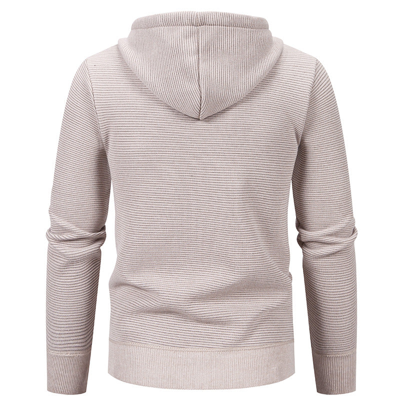Herren nan strukturierte Reißverschluss-Strickjacke mit gefütterter Kapuze und weichem Teddy-Innenfutter Echo Archiv