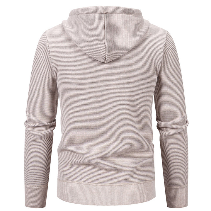 Herren nan strukturierte Reißverschluss-Strickjacke mit gefütterter Kapuze und weichem Teddy-Innenfutter Echo Archiv