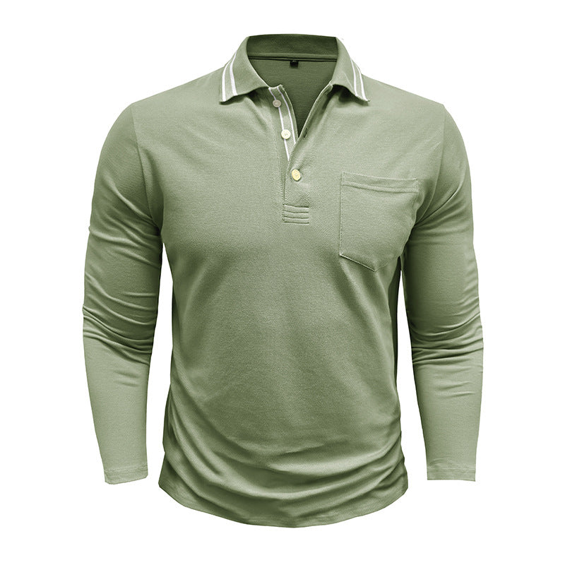 Herren elegantes Langarm Poloshirt mit modischen Details Echoarchiv
