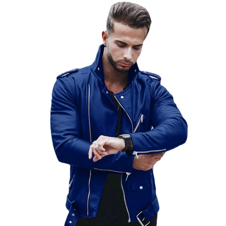 Herren nan stylische Bikerjacke aus Kunstleder mit asymmetrischem Reißverschluss und tailliertem Schnitt Echo Archiv