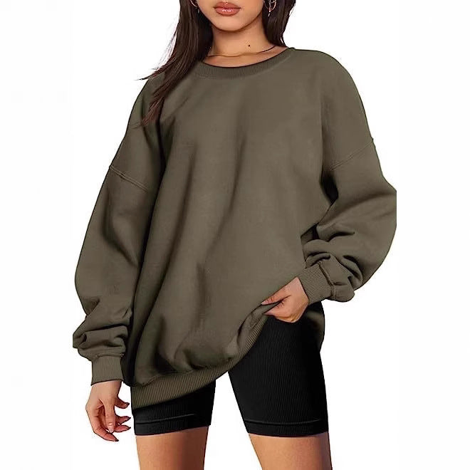 Damen nan extralanger Oversize-Sweatpullover mit Ballonärmeln, geripptem Saum und angerauter Innenseite Echo Archiv