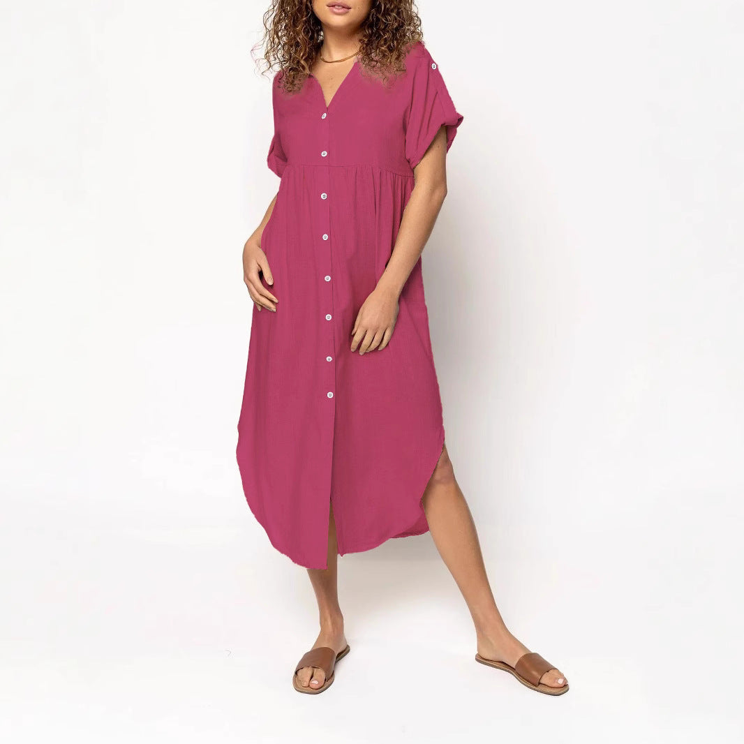 Damen Hemdkleid mit bodenlangem Schnitt und Knopfdetails Echo Archiv
