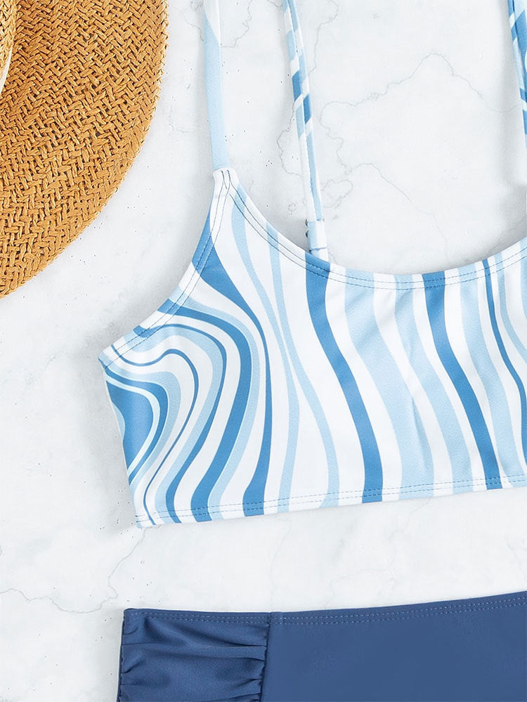 Damen Bikini-Set mit eleganten Streifen und hohem Bund Echo Archiv