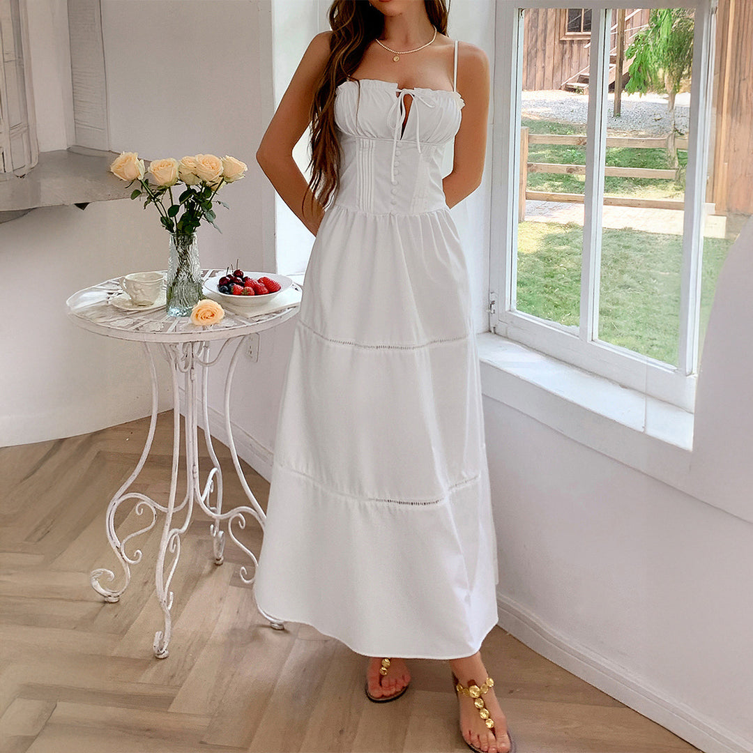 Damen Luftiges Sommerkleid mit Rüschendetails und Kordelzug Echo Archiv