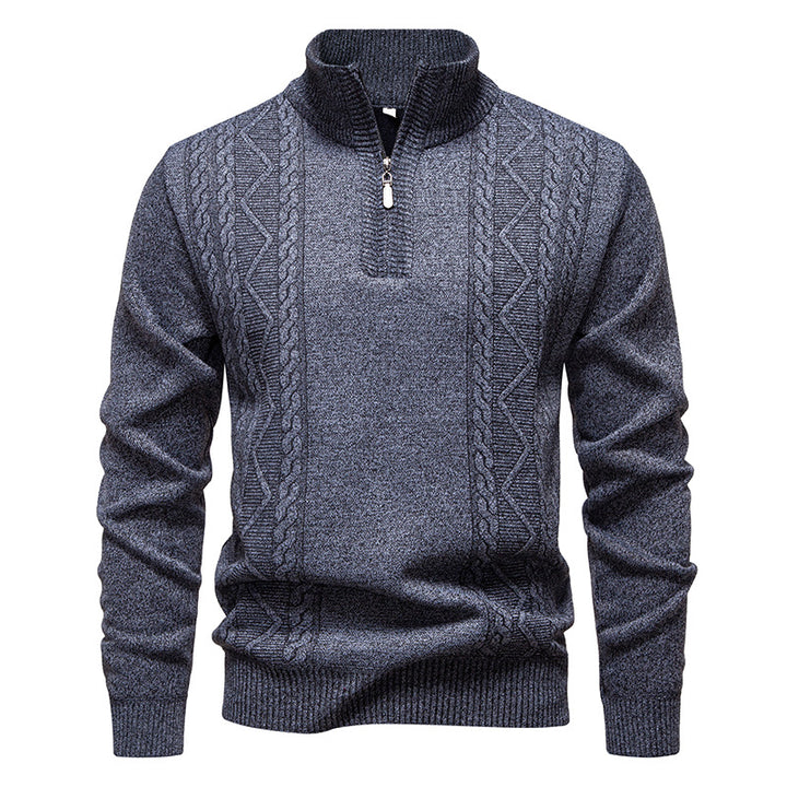 Herren nan gehobener Strickpullover mit Halbzip, Stehkragen und dekorativem Zopfmuster Echo Archiv