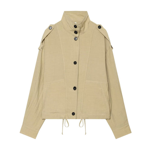 Damen Oversize Cropped Utility‑Jacke mit hohem Stehkragen, Schulterklappen und Tunnelzug Echo Archiv